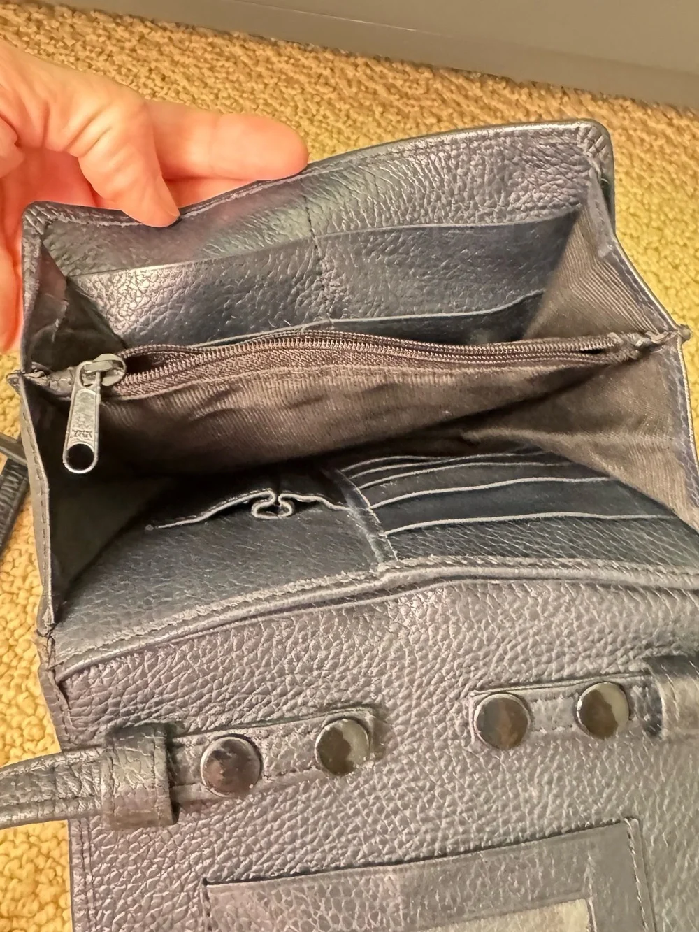 Tusk adjustable Navy Blue Leather Crossbody Bag
